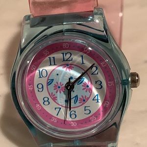 Vintage Barbie Wrist Watch 90s SII Marketing BB 0036 Clear pink Strap Wristwatch